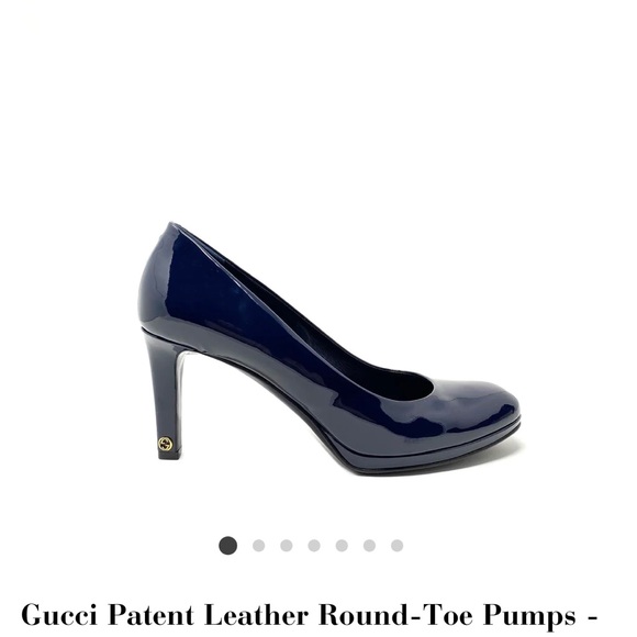 Almost New Gucci GG Navy Patent platform heels - Picture 1 of 15